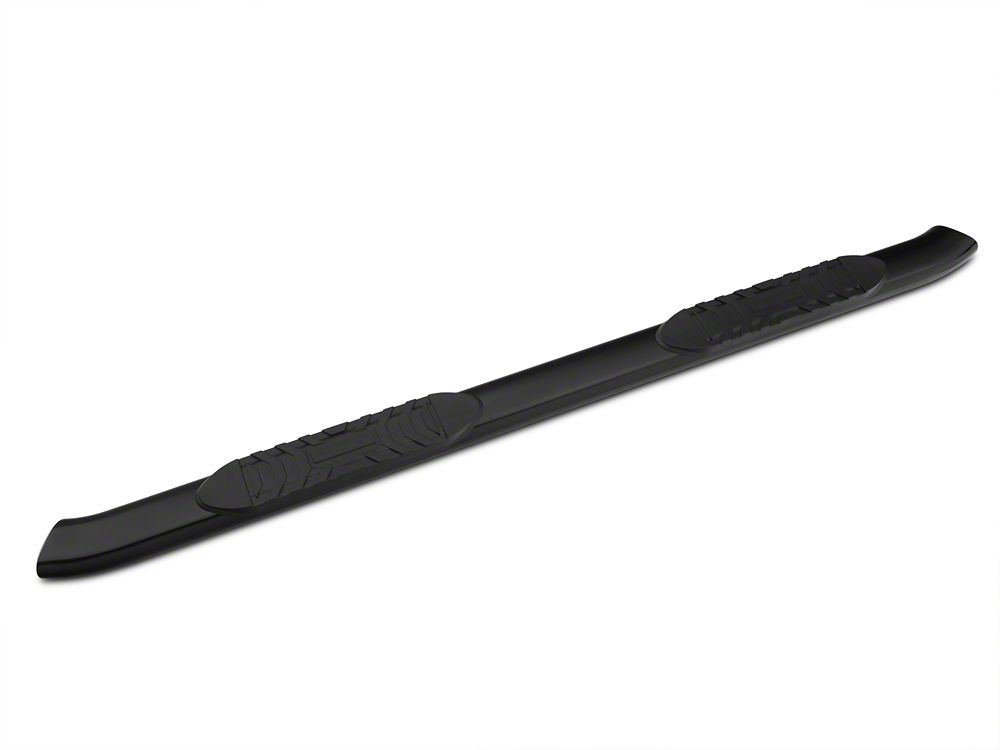 Barricade 5-Inch Oval Bent End Side Step Bars; Rocker Mount; Black (07-13 Silverado 1500)