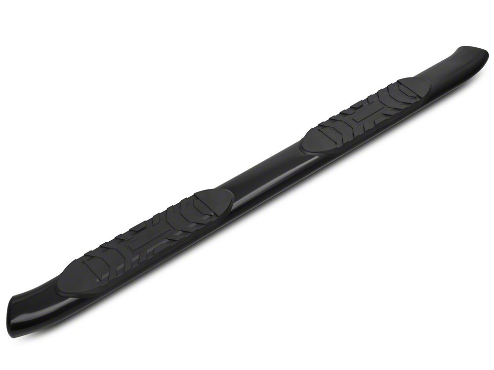 Barricade 5-Inch Oval Bent End Side Step Bars; Rocker Mount; Black (14-18 Silverado 1500)
