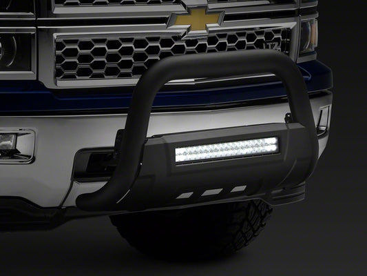 Barricade HD Bull Bar with Skid Plate and 20-Inch LED Dual-Row LED Light Bar; Textured Black (07-18 Silverado 1500)