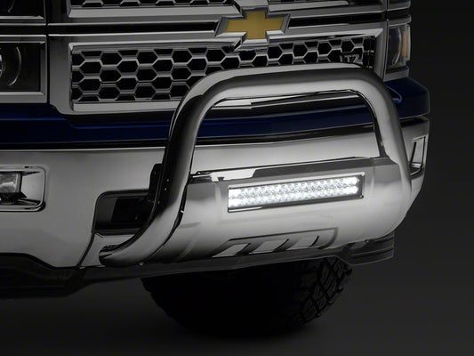 Barricade HD Bull Bar with Skid Plate and 20-Inch LED Dual-Row LED Light Bar; Stainless Steel (07-18 Silverado 1500)