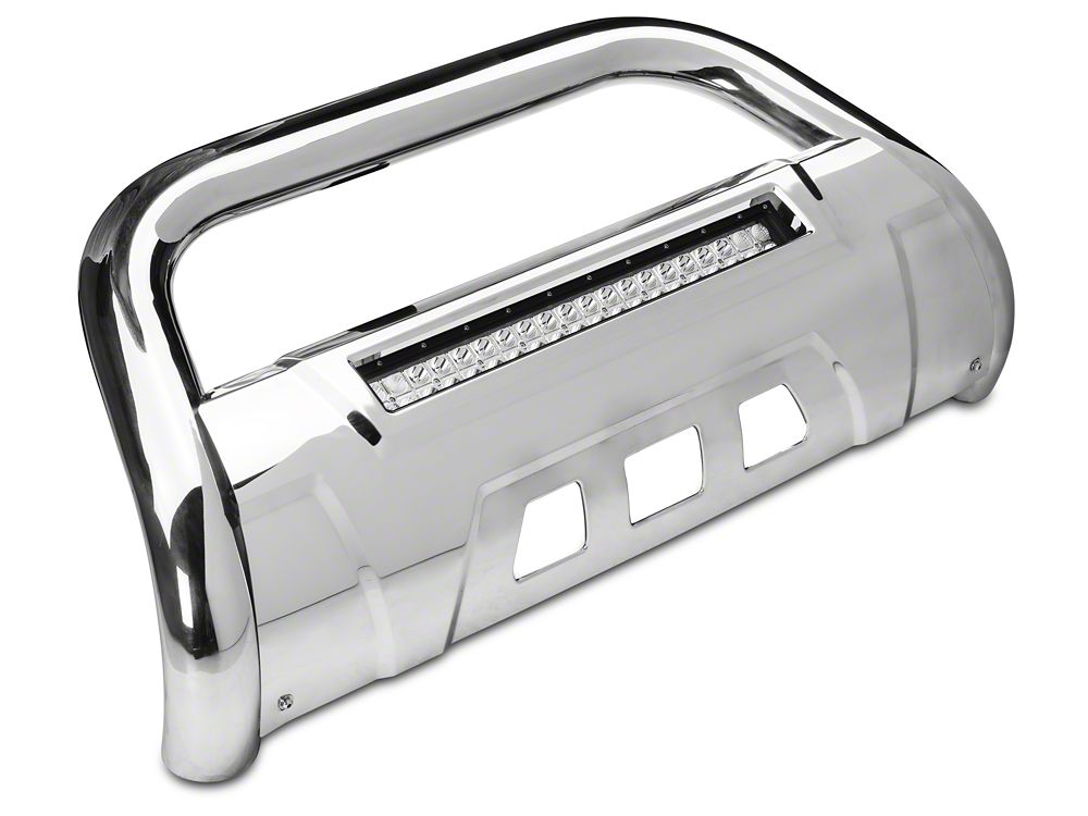 Barricade HD Bull Bar with Skid Plate and 20-Inch LED Dual-Row LED Light Bar; Stainless Steel (07-18 Silverado 1500)