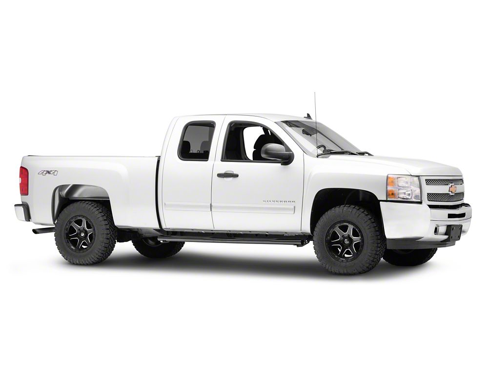 Barricade 4-Inch Oval Straight End Running Boards; Black (07-13 Silverado 1500 Extended Cab, Crew Cab)