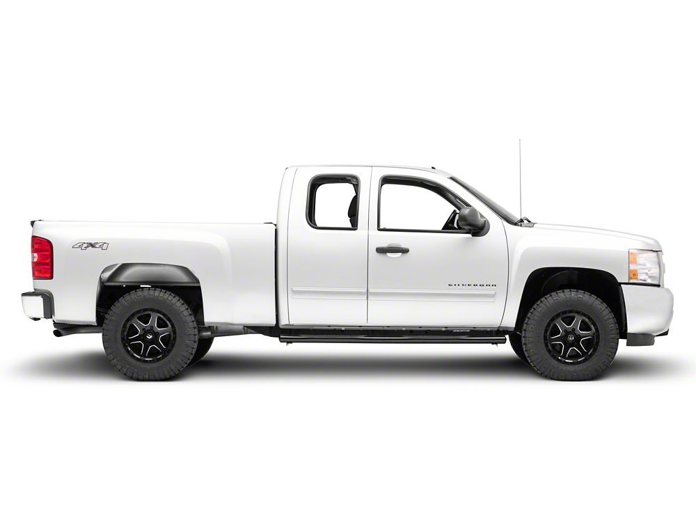 Barricade 4-Inch Oval Straight End Running Boards; Black (07-13 Silverado 1500 Extended Cab, Crew Cab)