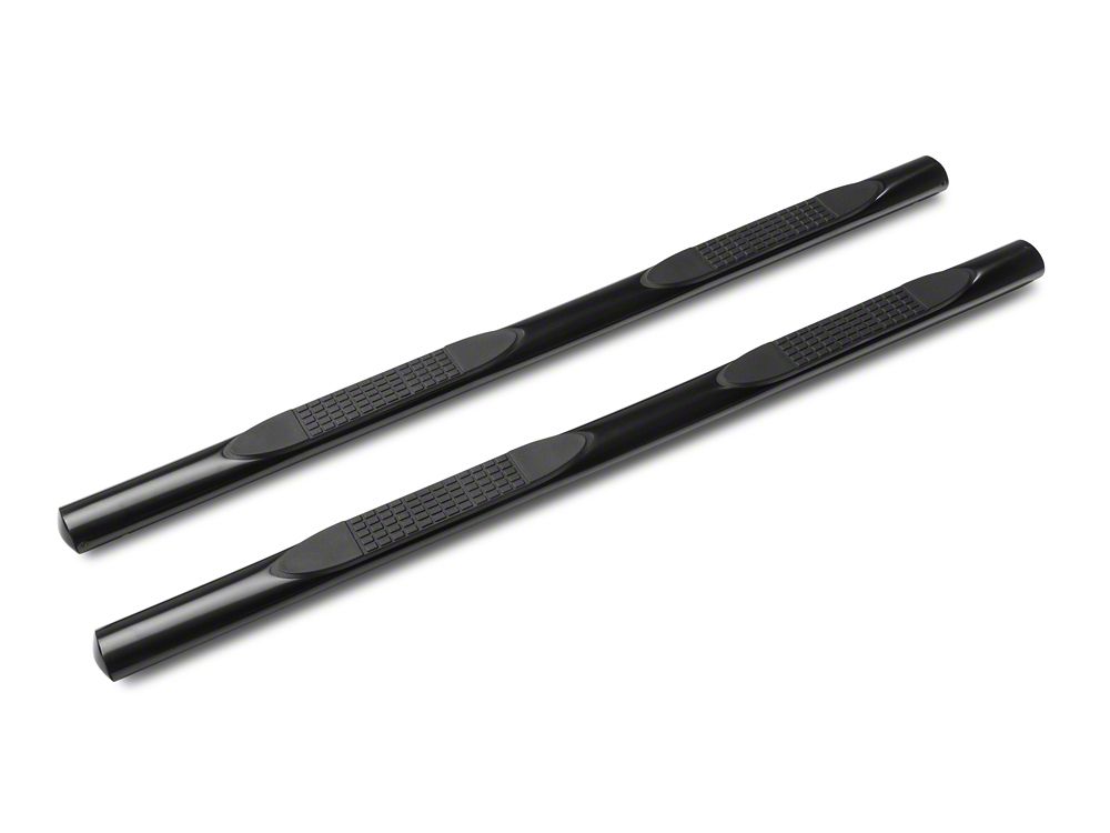 Barricade 4-Inch Oval Straight End Running Boards; Black (07-13 Silverado 1500 Extended Cab, Crew Cab)