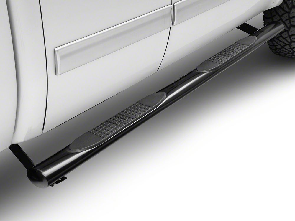 Barricade 4-Inch Oval Straight End Running Boards; Black (07-13 Silverado 1500 Extended Cab, Crew Cab)