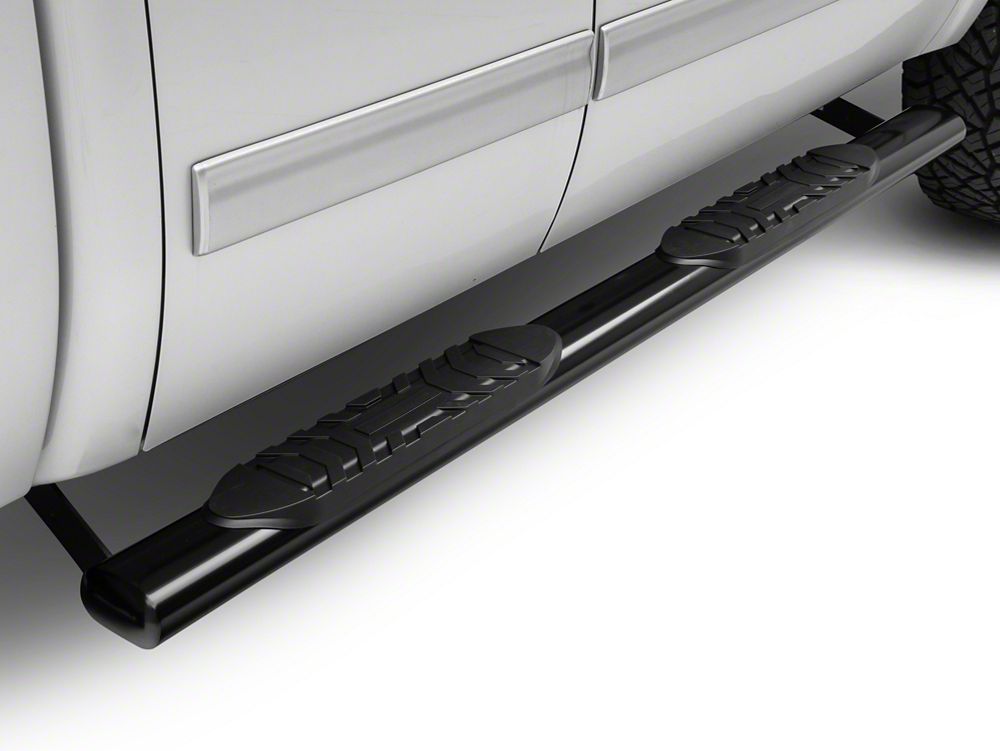 Barricade 5-Inch Oval Straight End Running Boards; Black (07-13 Silverado 1500)