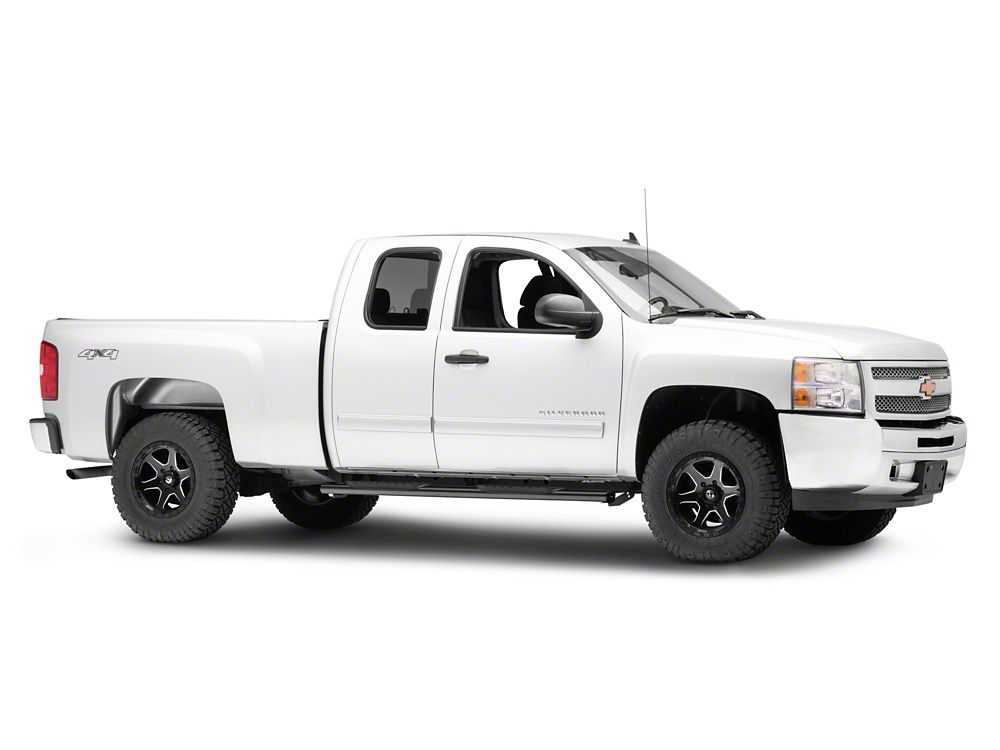 Barricade 5-Inch Oval Straight End Running Boards; Black (07-13 Silverado 1500)