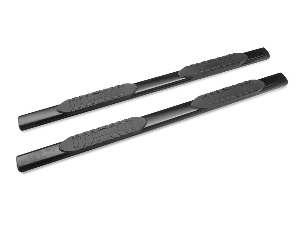 Barricade 5-Inch Oval Straight End Running Boards; Black (07-13 Silverado 1500)