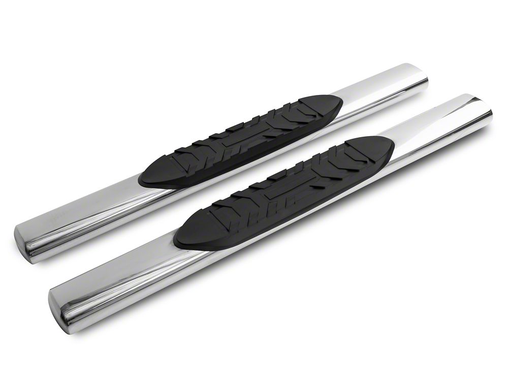 Barricade 5-Inch Oval Straight End Running Boards; Stainless Steel (99-06 Silverado 1500)