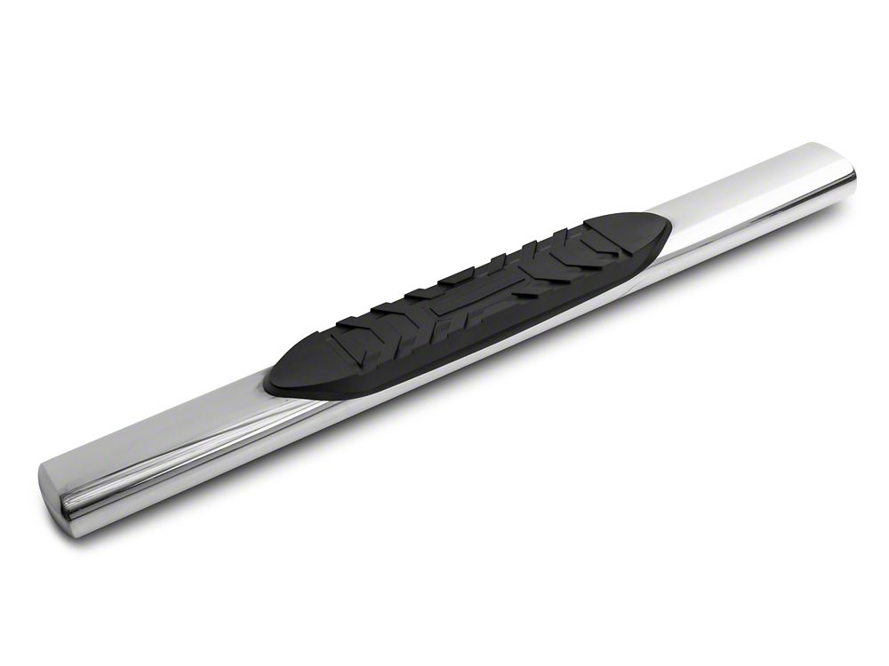 Barricade 5-Inch Oval Straight End Running Boards; Stainless Steel (99-06 Silverado 1500)