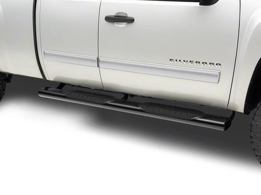 Barricade 6-Inch Oval Straight End Side Step Bars; Black (07-13 Silverado 1500)