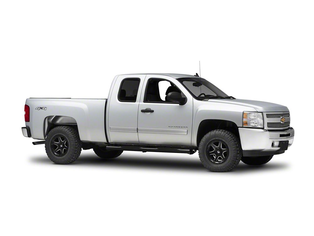Barricade 6-Inch Oval Straight End Side Step Bars; Black (07-13 Silverado 1500)