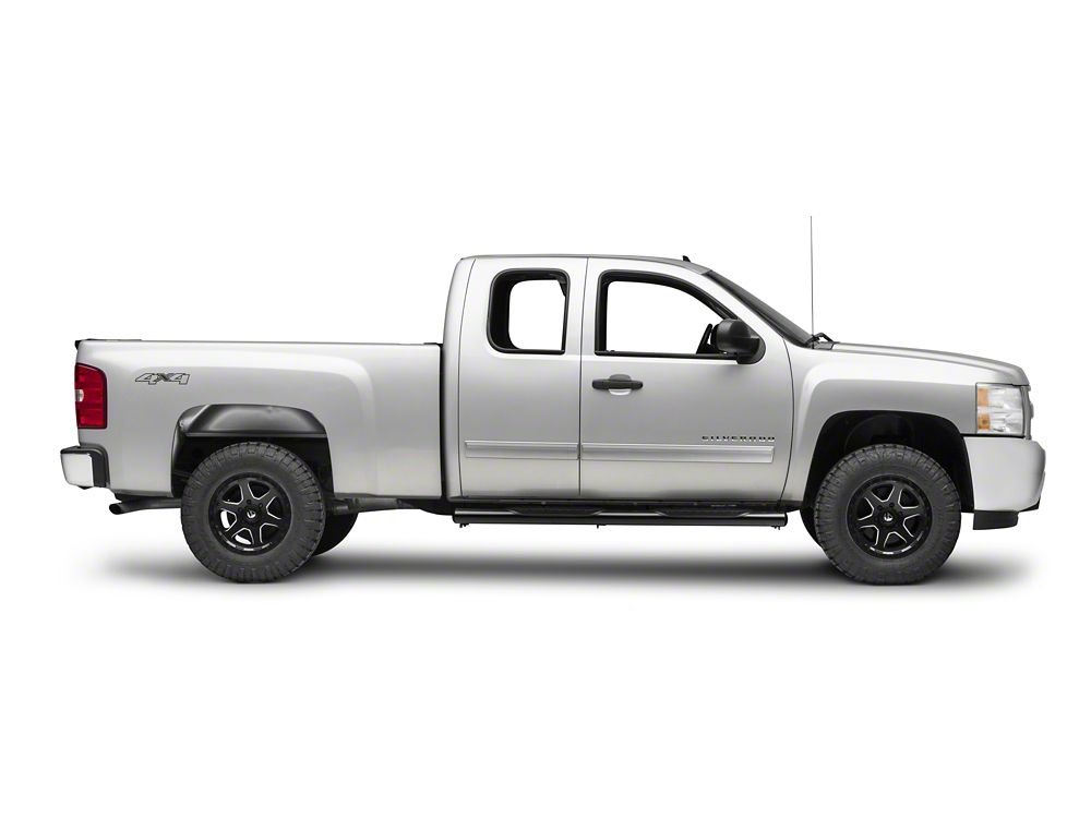 Barricade 6-Inch Oval Straight End Side Step Bars; Black (07-13 Silverado 1500)