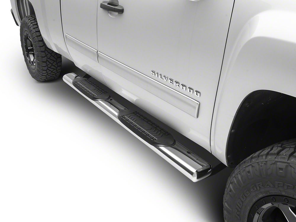 Barricade 6-Inch Oval Straight End Running Boards; Stainless Steel (07-13 Silverado 1500)