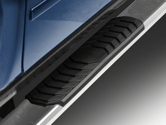 Barricade 4-Inch Flat Oval Running Boards; Stainless Steel (14-18 Silverado 1500 Crew Cab)