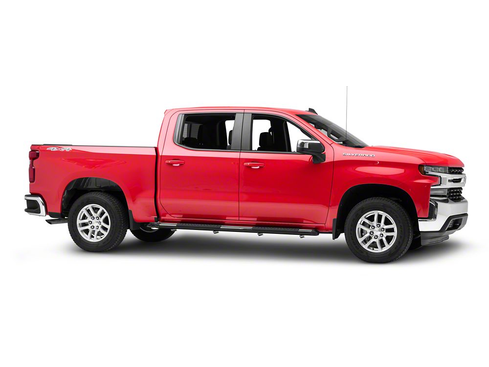 Barricade Saber 5-Inch Aluminum Side Step Bars; Stainless Cover Plates (19-25 Silverado 1500 Crew Cab)