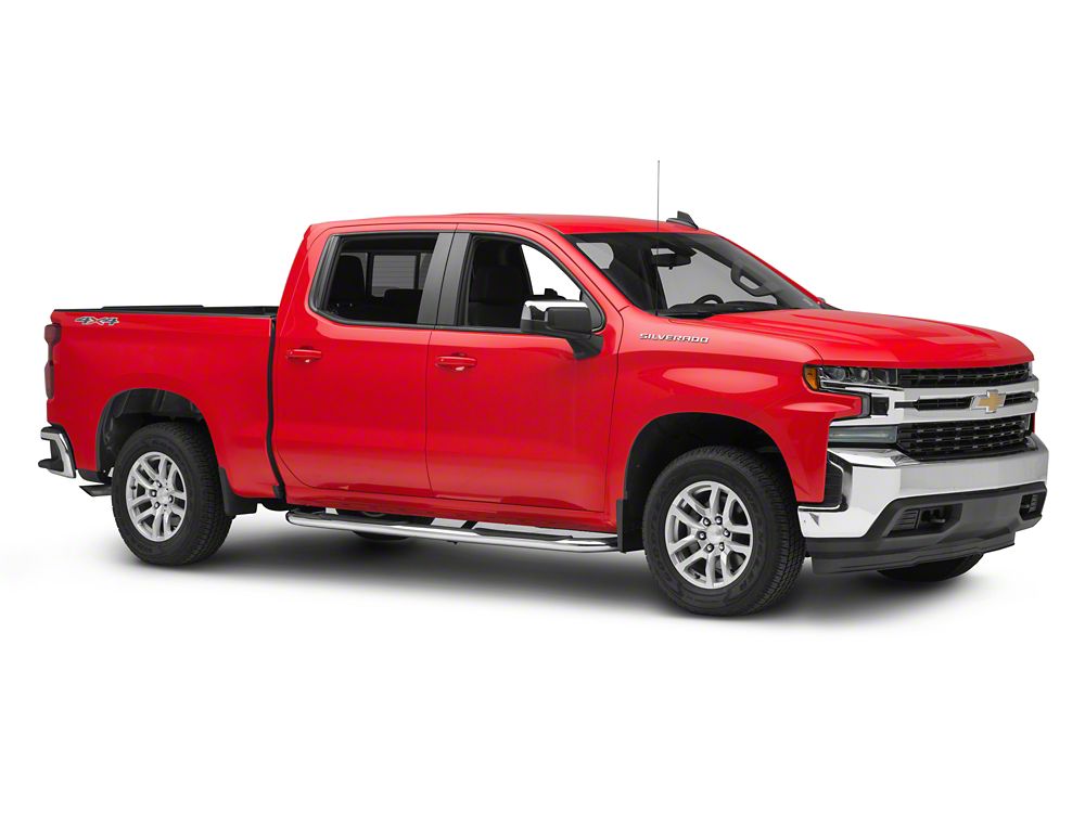 Barricade 4-Inch Oval Bent End Side Step Bars; Stainless Steel (19-25 Silverado 1500 Crew Cab)