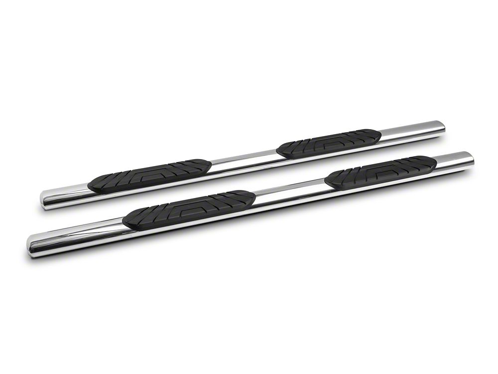 Barricade 4-Inch Oval Straight End Side Step Bars; Stainless Steel (19-25 Silverado 1500 Double Cab)