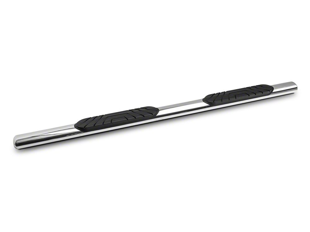 Barricade 4-Inch Oval Straight End Side Step Bars; Stainless Steel (19-25 Silverado 1500 Double Cab)