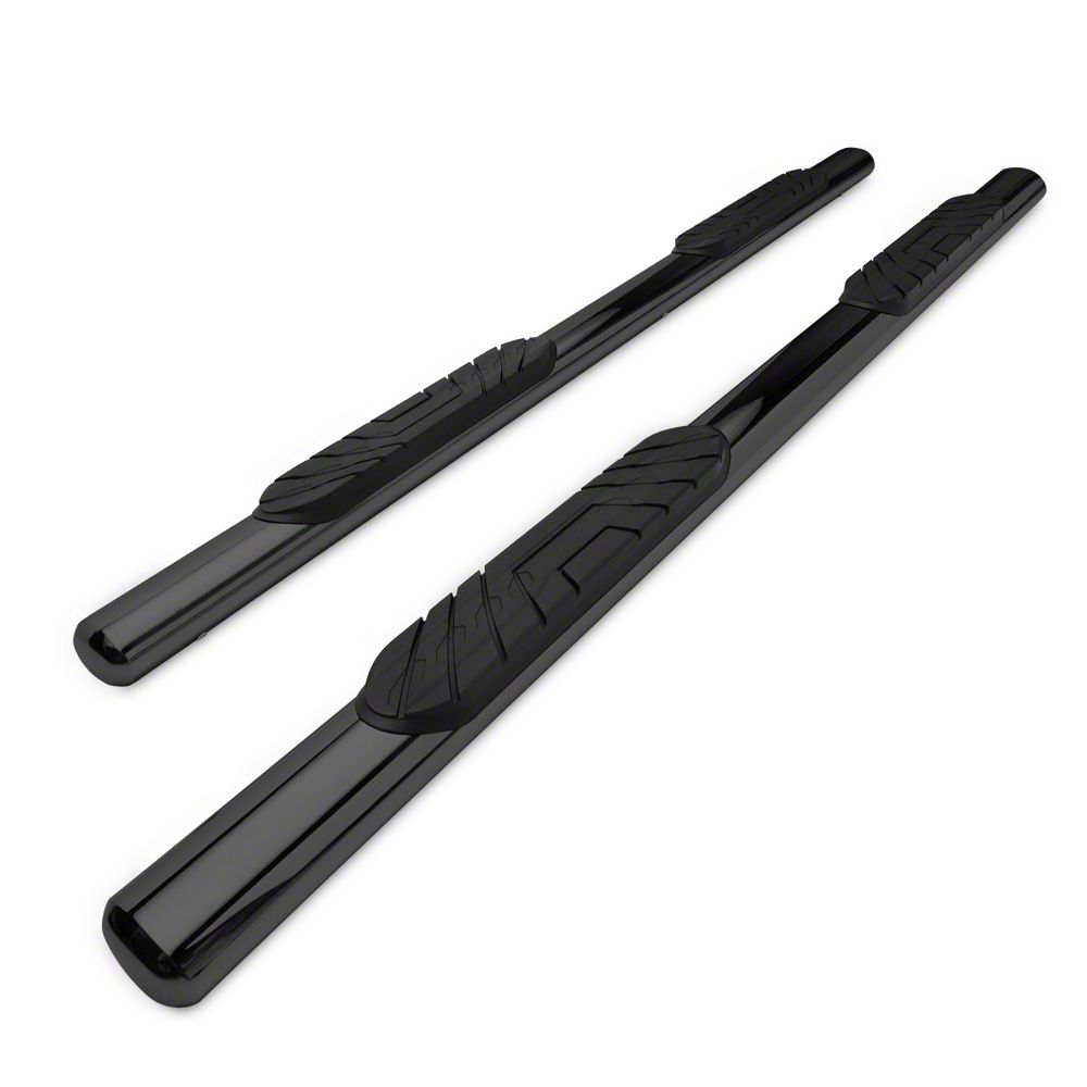 Barricade 4-Inch Oval Straight End Side Step Bars; Black (19-25 Silverado 1500 Double Cab)
