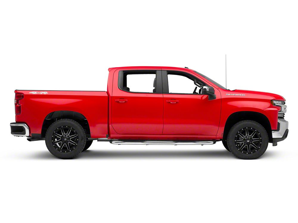 Barricade 3-Inch Side Step Bars; Stainless Steel (19-25 Silverado 1500 Crew Cab)