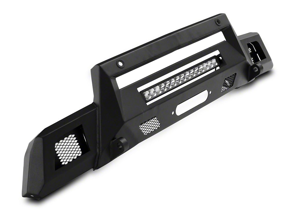 Barricade HD Stubby Front Bumper with Winch Mount and 20-Inch Single Row LED Light Bar (19-21 Silverado 1500, Excluding Diesel)