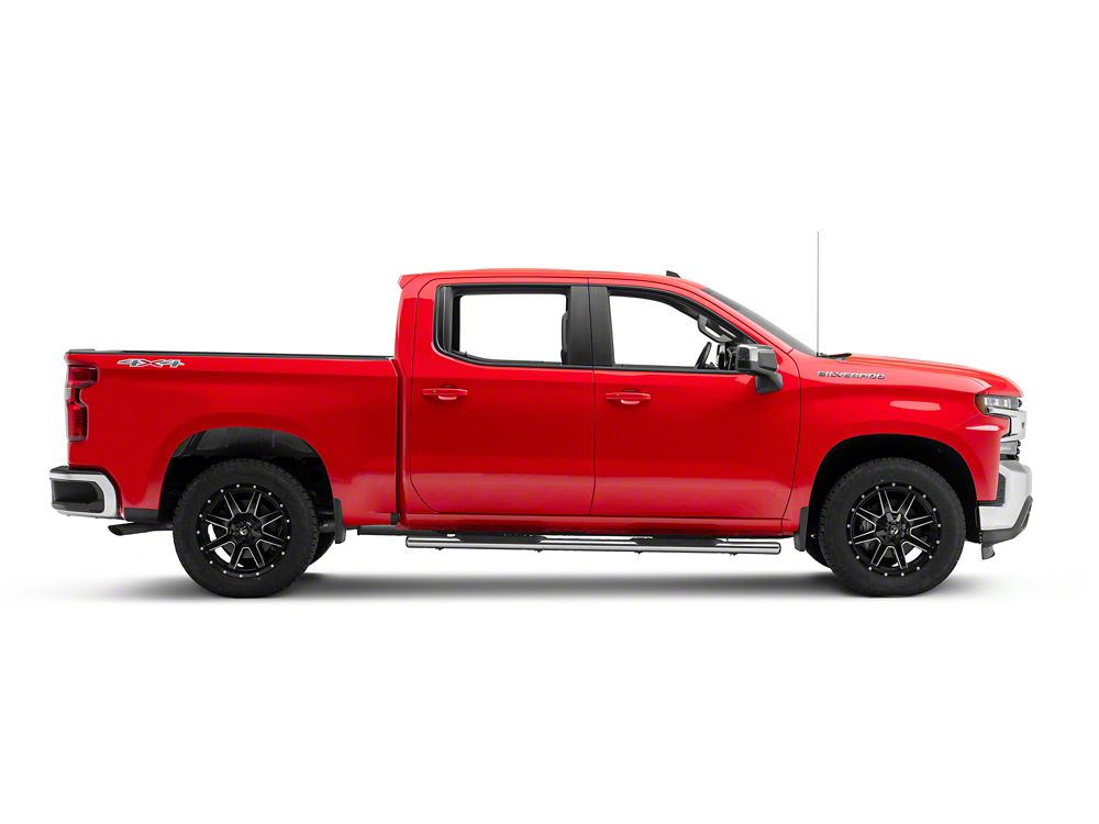 Barricade E-Series Oval Straight Side Step Bars; Stainless Steel (19-25 Silverado 1500 Crew Cab)