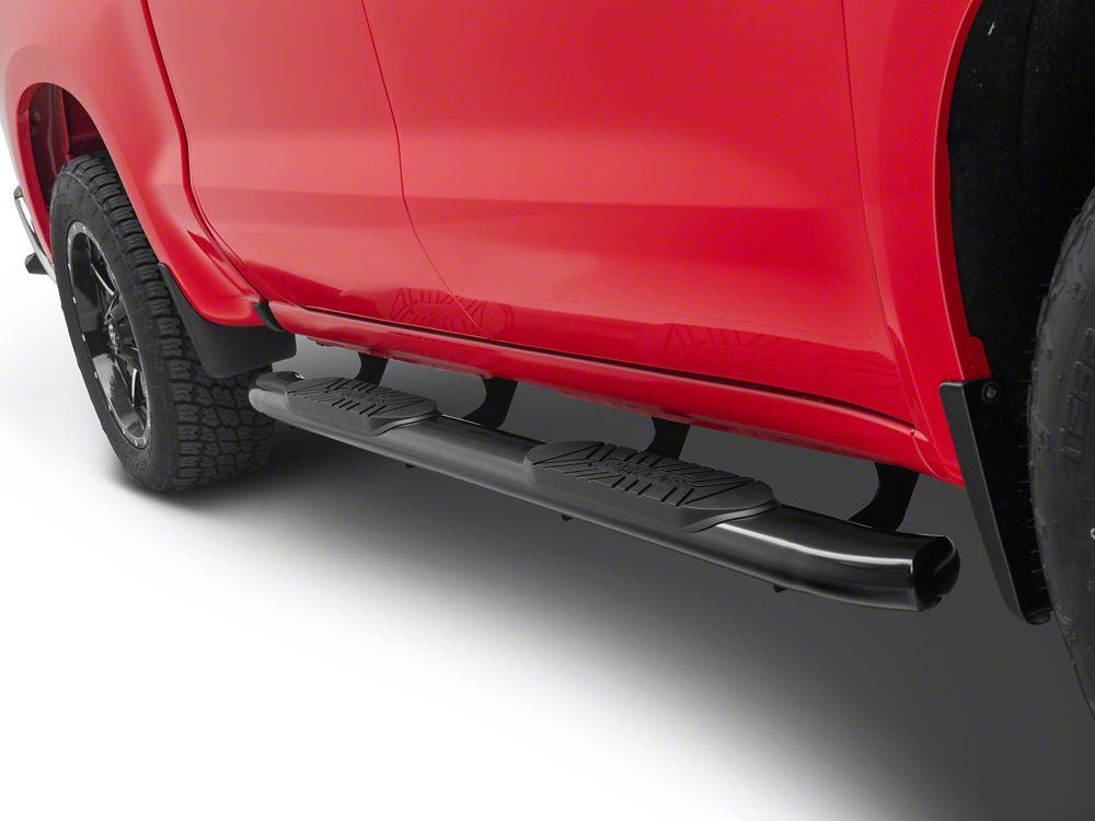 Barricade E-Series 5-Inch Oval Bent End Side Step Bars; Black (19-25 Silverado 1500 Crew Cab)