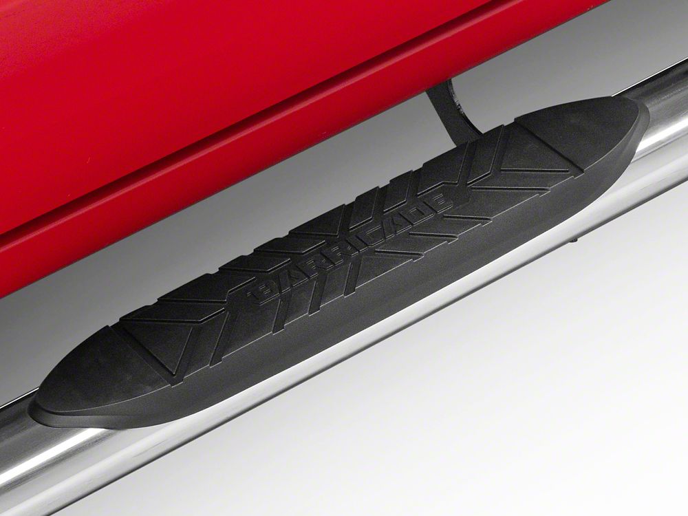Barricade E-Series 5-Inch Oval Straight Side Step Bars; Stainless Steel (19-25 Silverado 1500 Crew Cab)