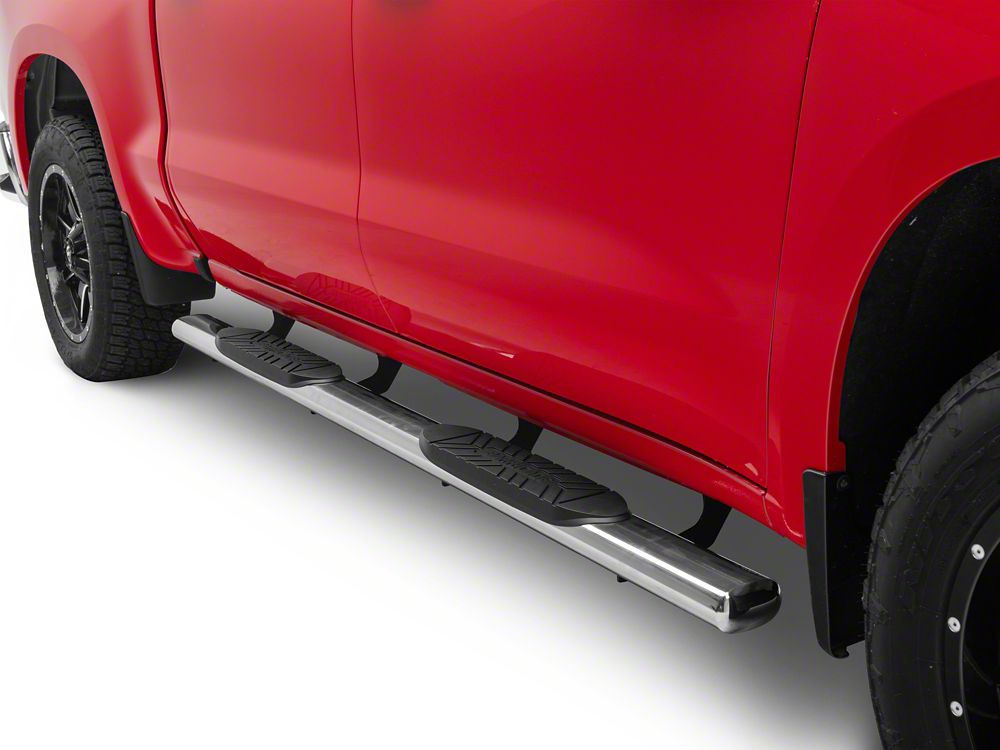 Barricade E-Series 5-Inch Oval Straight Side Step Bars; Stainless Steel (19-25 Silverado 1500 Crew Cab)