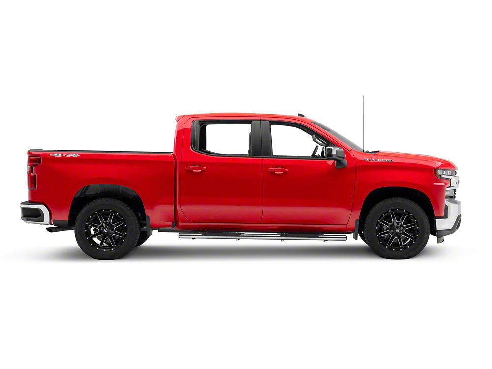 Barricade E-Series 5-Inch Oval Straight Side Step Bars; Stainless Steel (19-25 Silverado 1500 Crew Cab)