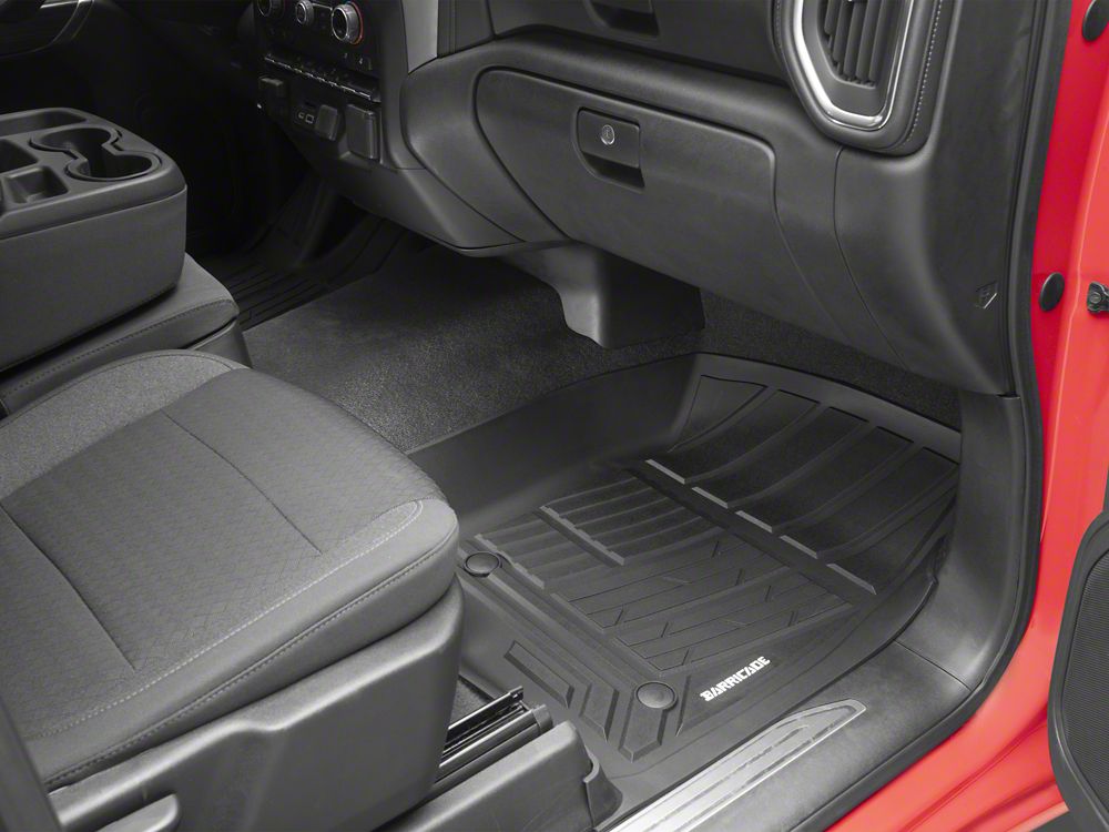 Barricade Custom Fit All-Weather Front and Rear Floor Liners; Black (19-25 Silverado 1500 Crew Cab)