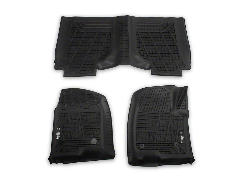 Barricade Custom Fit All-Weather Front and Rear Floor Liners; Black (19-25 Silverado 1500 Crew Cab)