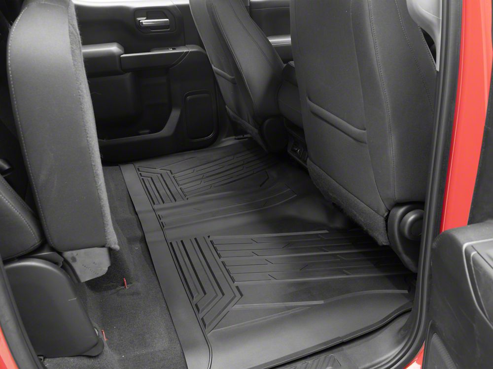 Barricade Custom Fit All-Weather Front and Rear Floor Liners; Black (19-25 Silverado 1500 Crew Cab)