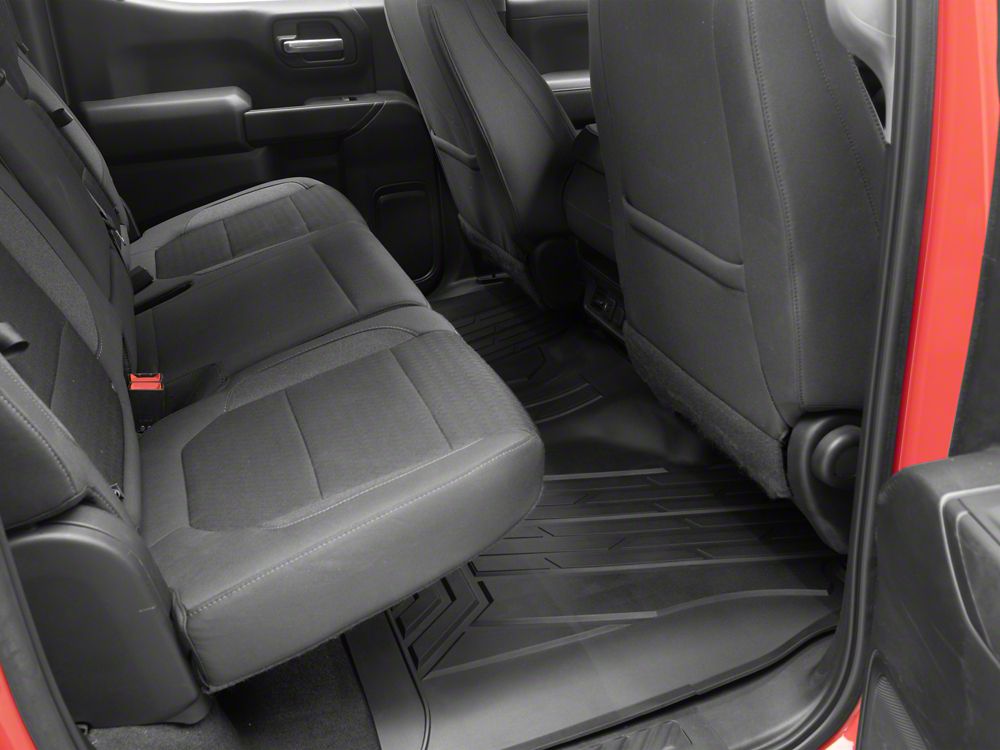 Barricade Custom Fit All-Weather Front and Rear Floor Liners; Black (19-25 Silverado 1500 Crew Cab)