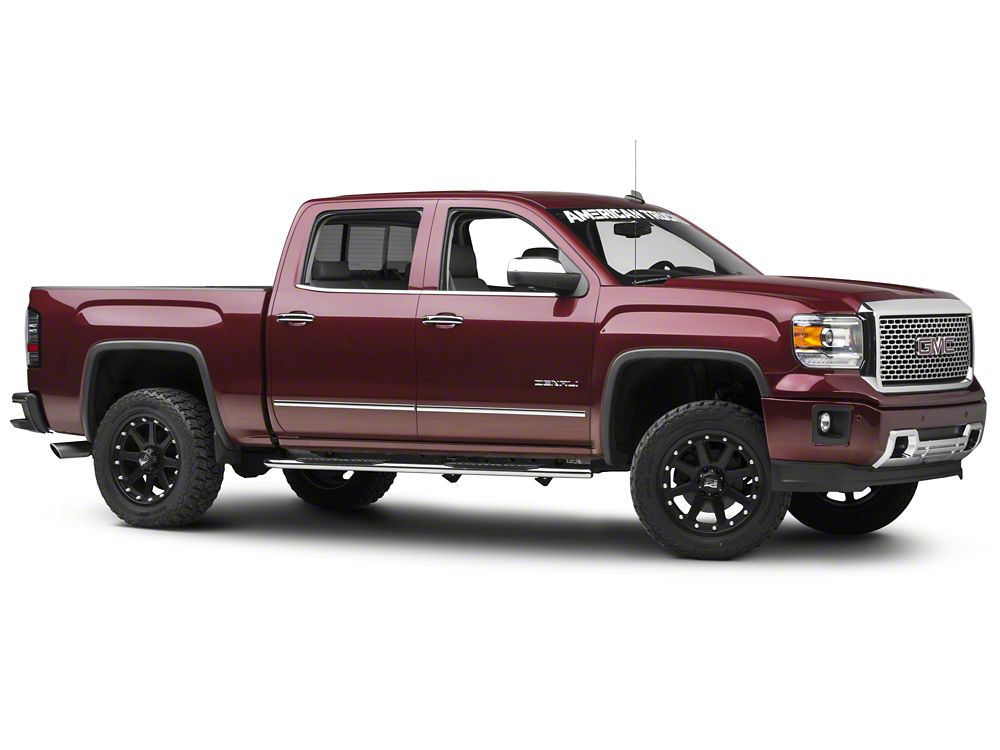 Barricade Pinnacle 4-Inch Oval Bent End Side Step Bars; Rocker Mount; Stainless Steel (14-18 Sierra 1500 Double Cab, Crew Cab)