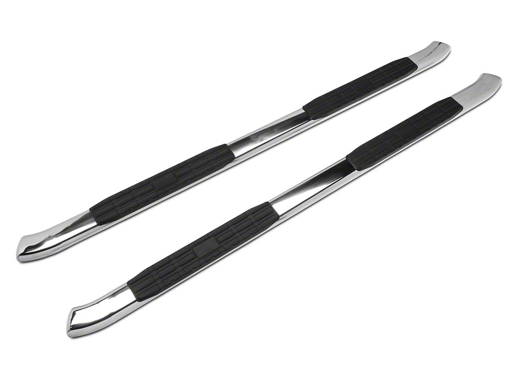 Barricade Pinnacle 4-Inch Oval Bent End Side Step Bars; Rocker Mount; Stainless Steel (14-18 Sierra 1500 Double Cab, Crew Cab)