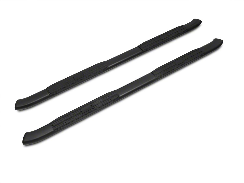 Barricade Pinnacle 4-Inch Oval Bent End Side Step Bars; Rocker Mount; Black (14-18 Sierra 1500 Double Cab, Crew Cab)