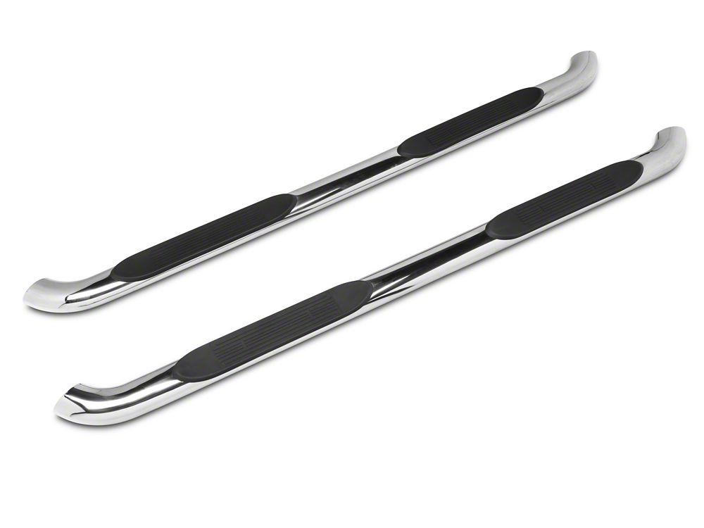 Barricade 4-Inch Oval Bent End Side Step Bars; Rocker Mount; Stainless Steel (14-18 Sierra 1500)