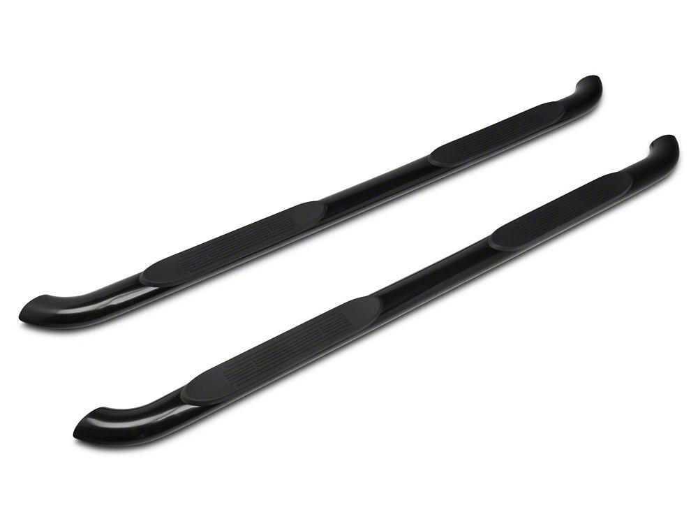Barricade 4-Inch Oval Bent End Side Step Bars; Rocker Mount; Black (14-18 Sierra 1500)