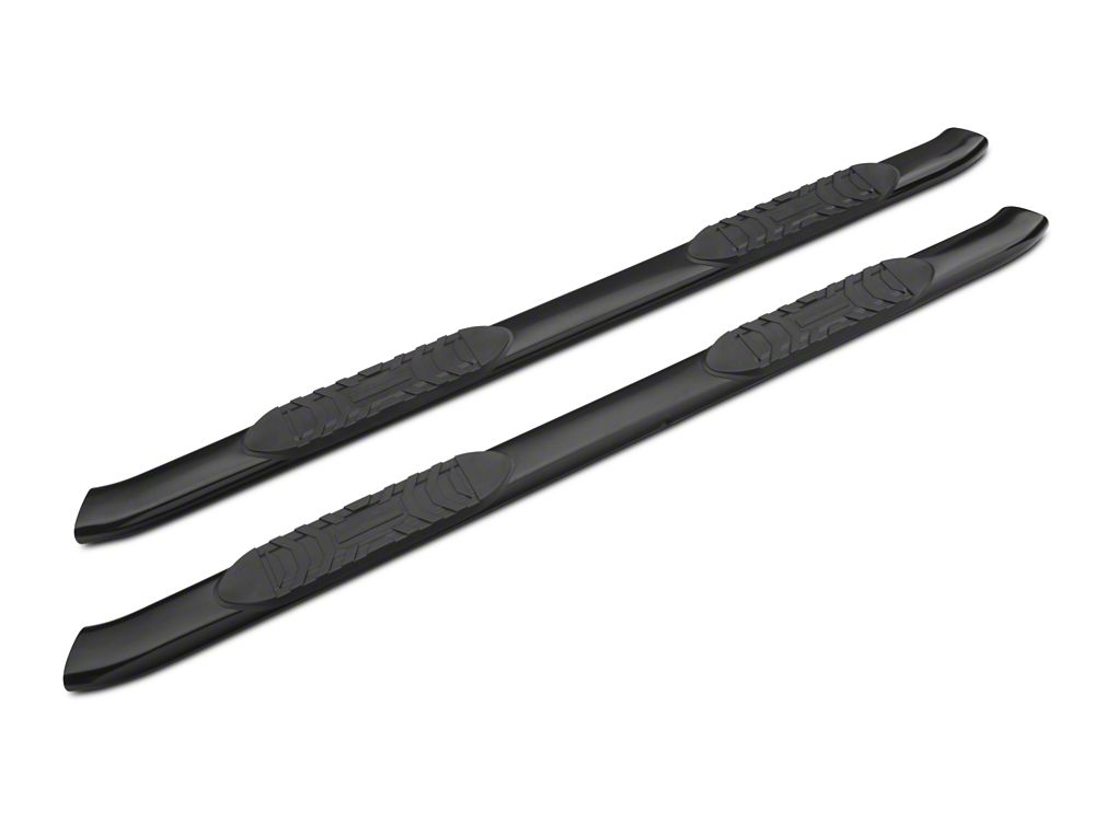 Barricade 5-Inch Oval Bent End Side Step Bars; Body Mount; Black (99-13 Sierra 1500)