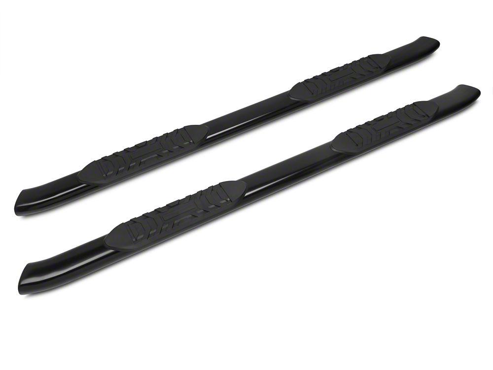 Barricade 5-Inch Oval Bent End Side Step Bars; Rocker Mount; Black (14-18 Sierra 1500)