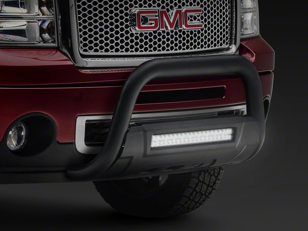Barricade HD Bull Bar with Skid Plate and 20-Inch LED Dual-Row LED Light Bar; Textured Black (07-18 Sierra 1500)