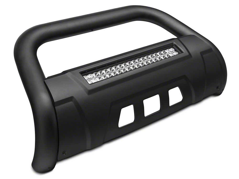 Barricade HD Bull Bar with Skid Plate and 20-Inch LED Dual-Row LED Light Bar; Textured Black (07-18 Sierra 1500)