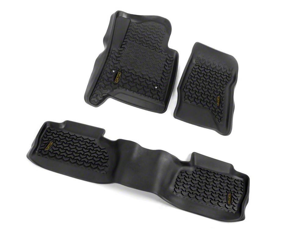 Barricade Front and Rear Floor Mats; Black (14-18 Sierra 1500 Crew Cab)