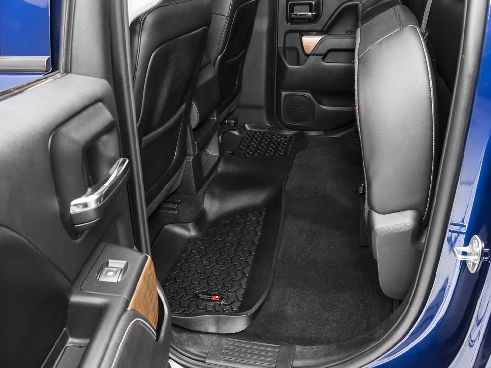 Barricade Rear Floor Mat; Black (14-18 Sierra 1500 Double Cab, Crew Cab)