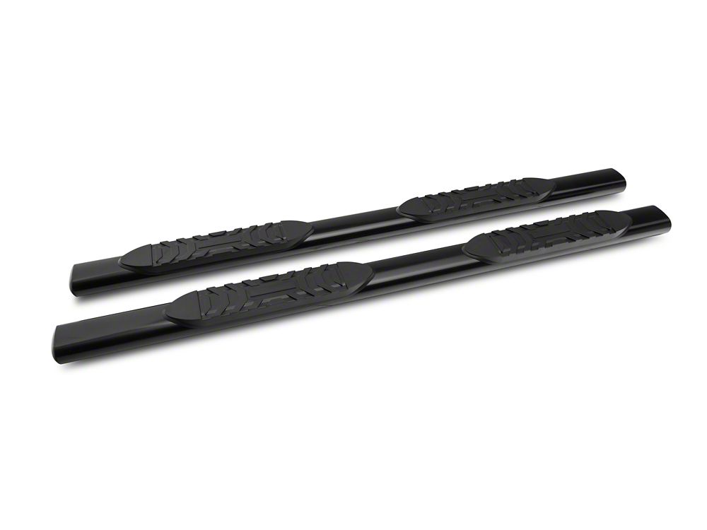 Barricade 5-Inch Oval Straight End Running Boards; Black (99-13 Sierra 1500)