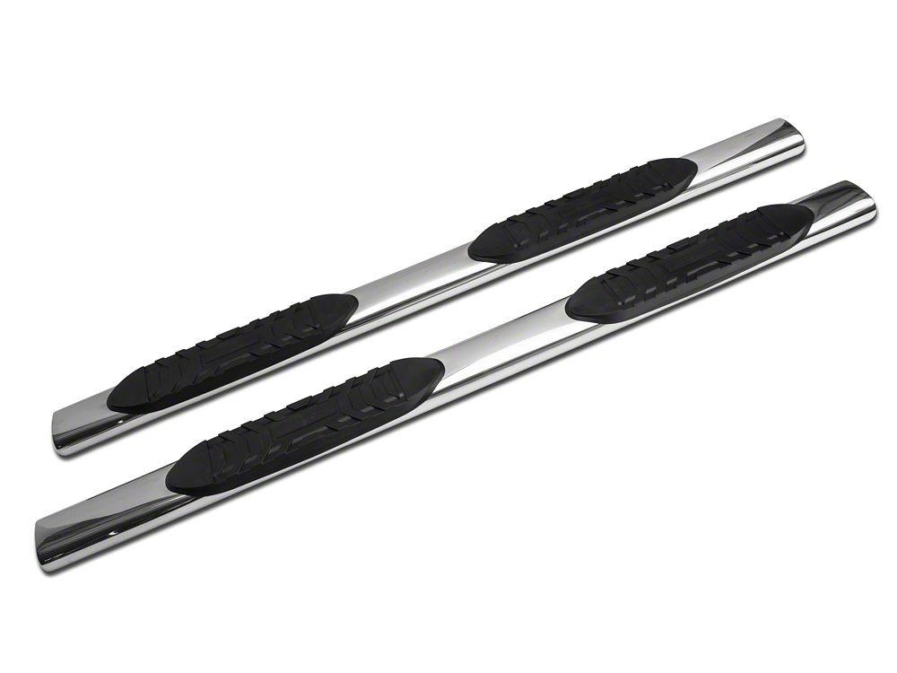 Barricade 5-Inch Oval Straight End Running Boards; Stainless Steel (99-13 Sierra 1500)