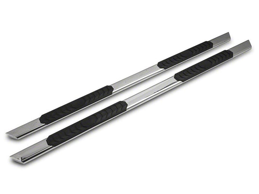 Barricade 4-Inch Flat Oval Running Boards; Stainless Steel (99-13 Sierra 1500 Crew Cab)