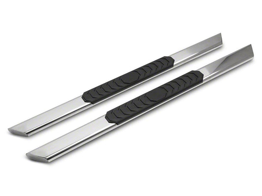 Barricade 4-Inch Flat Oval Running Boards; Stainless Steel (14-18 Sierra 1500 Regular Cab)